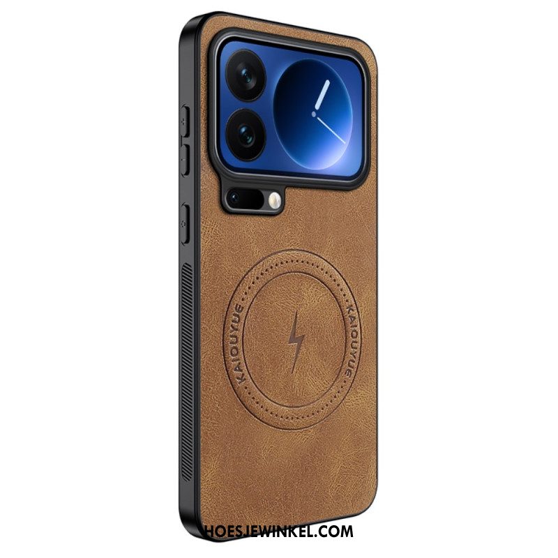 Hoesje Xiaomi 17 Pro Max Magsafe-leerlook Bescherming Hoesje