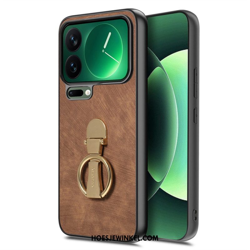 Hoesje Xiaomi 17 Pro Opvouwbare Standaard Met Retro Textuur Caseneo