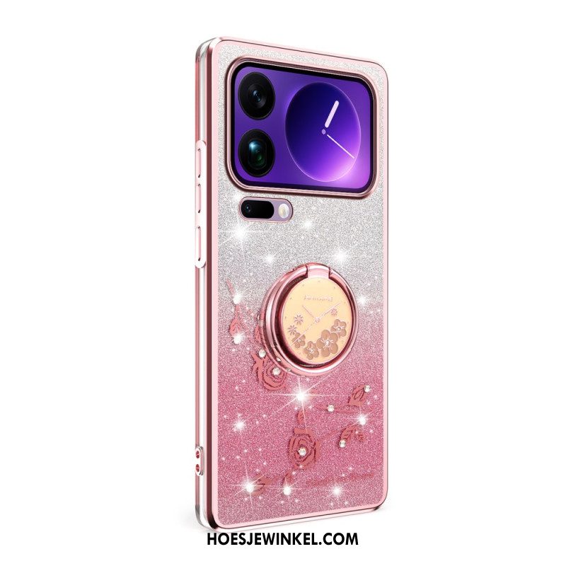 Hoesje Xiaomi 17 Pro Ringstandaard Met Strass-steentjes