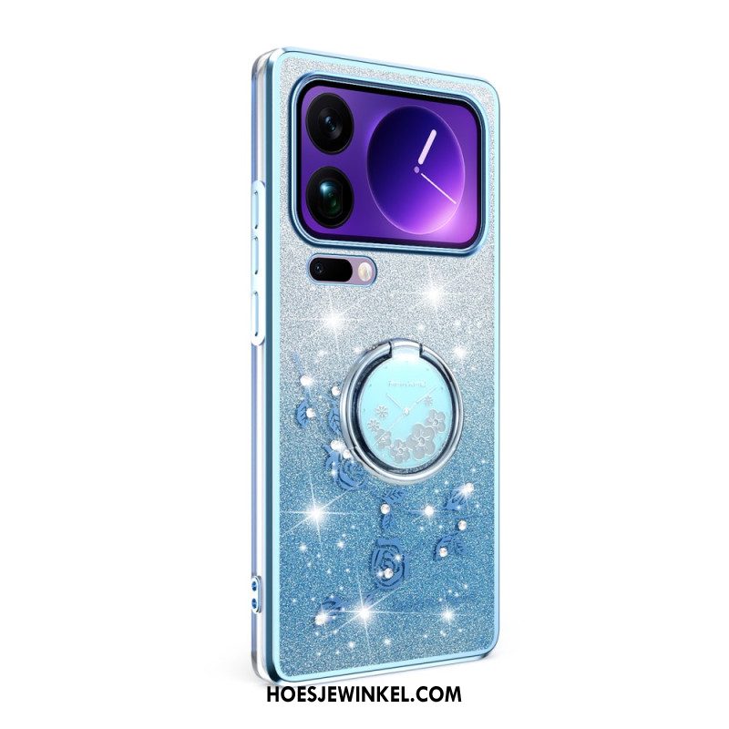 Hoesje Xiaomi 17 Pro Ringstandaard Met Strass-steentjes