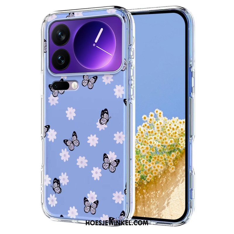 Hoesje Xiaomi 17 Pro Transparante Vlinders En Bloemen
