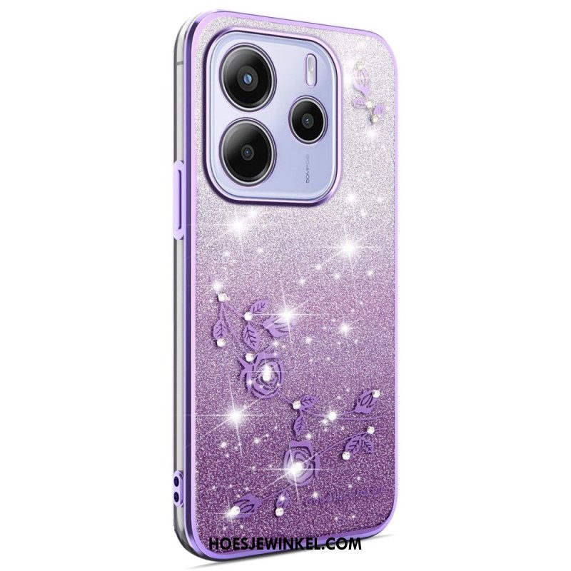 Hoesje Xiaomi Redmi Note 14 4g Glitter Met Bloemen In Kleurverloop