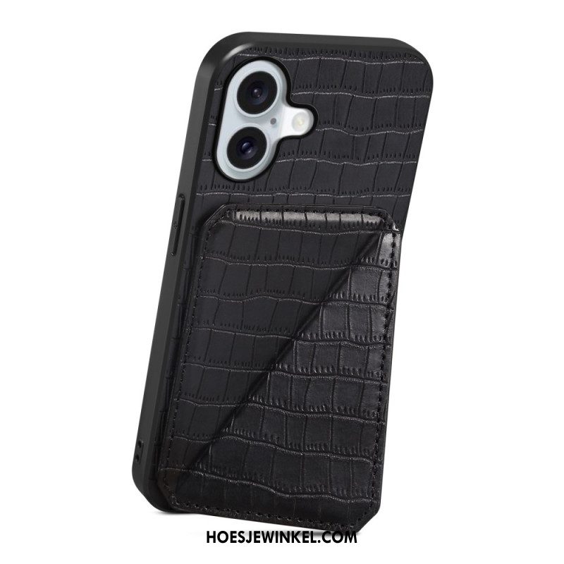 Hoesje iPhone 17 Kaarthouder Met Krokodillenprint