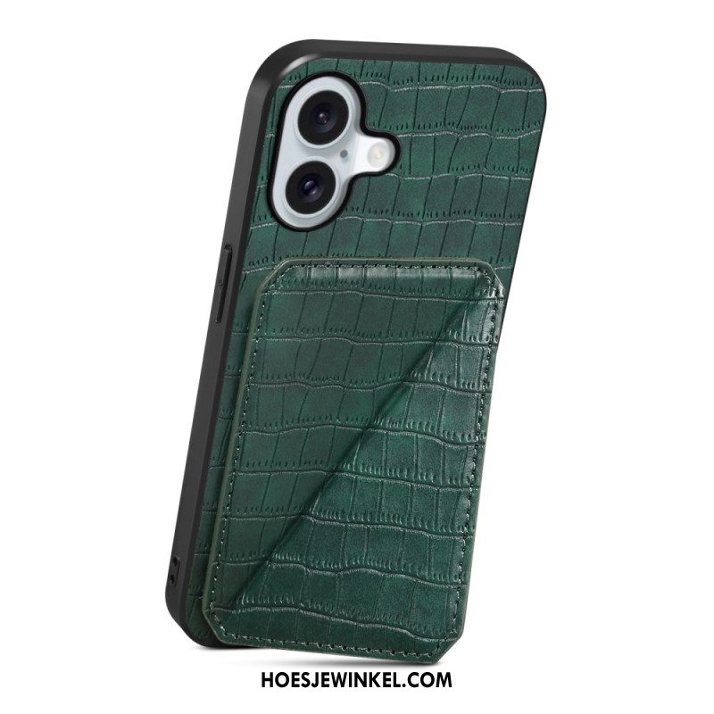 Hoesje iPhone 17 Kaarthouder Met Krokodillenprint