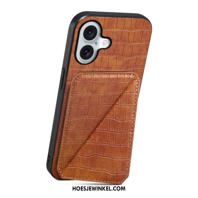 Hoesje iPhone 17 Kaarthouder Met Krokodillenprint