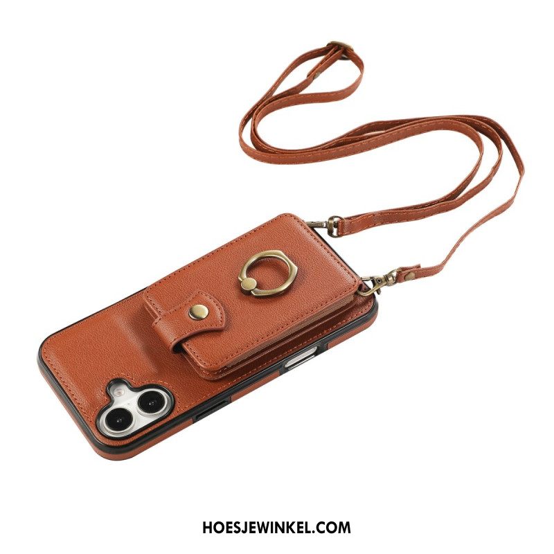 Hoesje iPhone 17 Kaarthouder Voor Meerdere Kaarten En Schouderriem Bescherming Hoesje