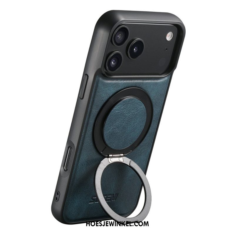 Hoesje iPhone 17 Pro Magsafe-compatibel Gewaxt Leer-effect Met Draaibare Houder