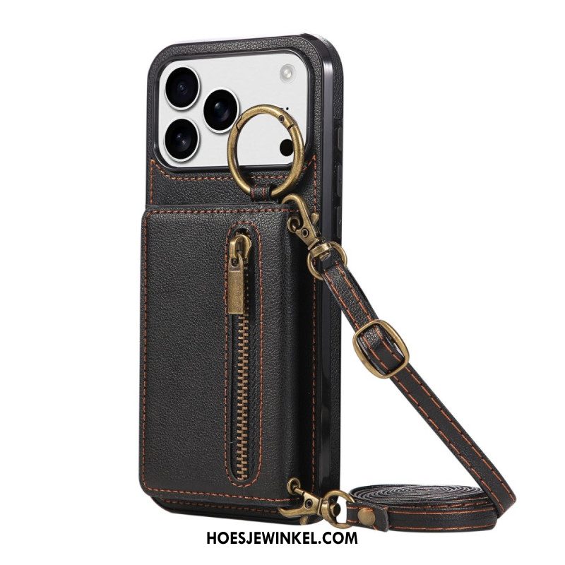Hoesje iPhone 17 Pro Portemonnee Met Schouderband