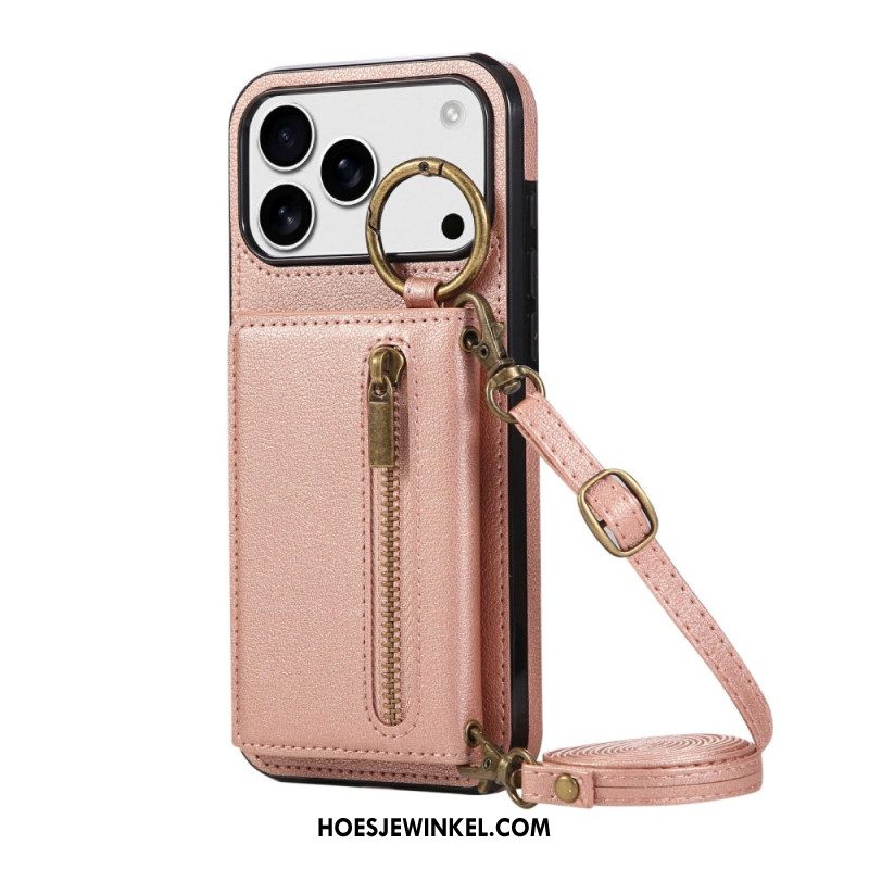 Hoesje iPhone 17 Pro Portemonnee Met Schouderband