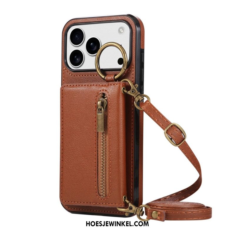 Hoesje iPhone 17 Pro Portemonnee Met Schouderband