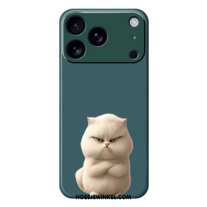 Hoesje iPhone 17 Pro Vloeibare Siliconen Met Boze Kat