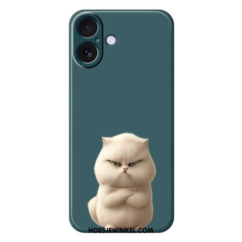 Hoesje iPhone 17 Vloeibare Siliconen Angry Cat Bescherming Hoesje