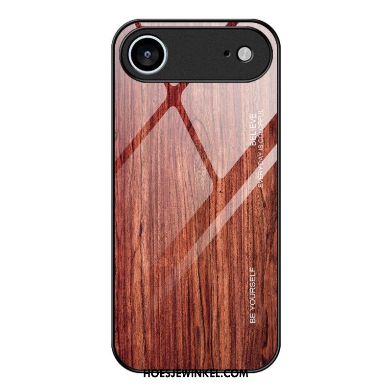 Hoesje iPhone Air Gehard Glas Met Houteffect