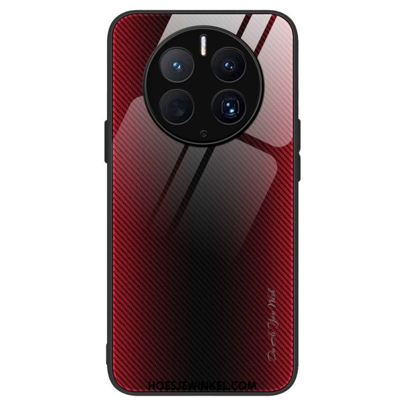 Hoesje voor Huawei Mate 50 Pro Koolstofvezel Gehard Glas