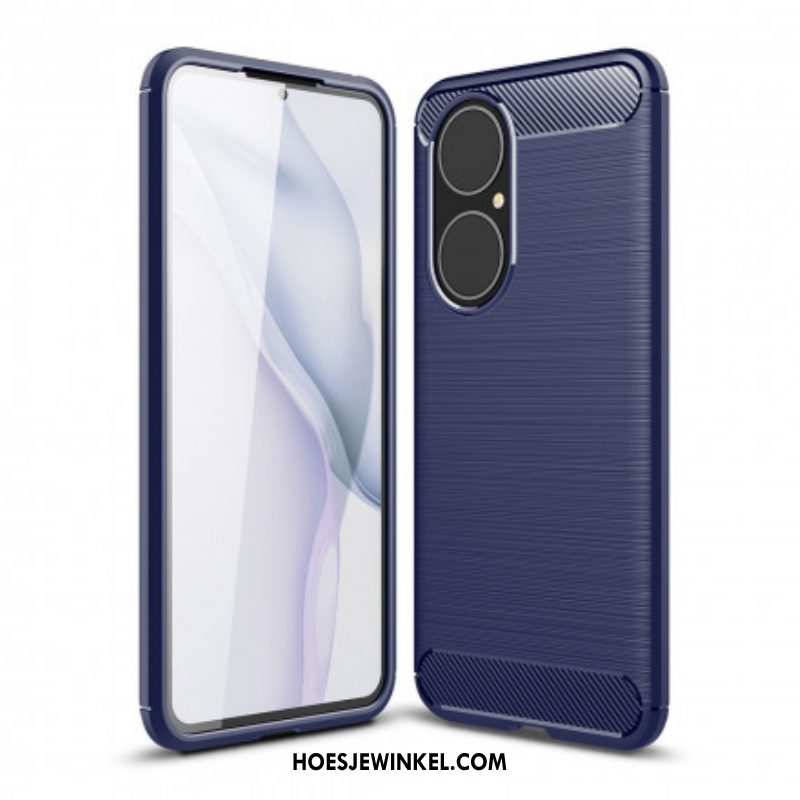 Hoesje voor Huawei P50 Geborstelde Koolstofvezel