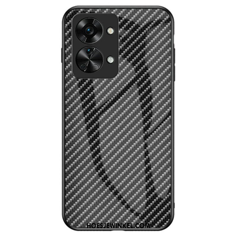 Hoesje voor OnePlus Nord 2T 5G Koolstofvezel Gehard Glas