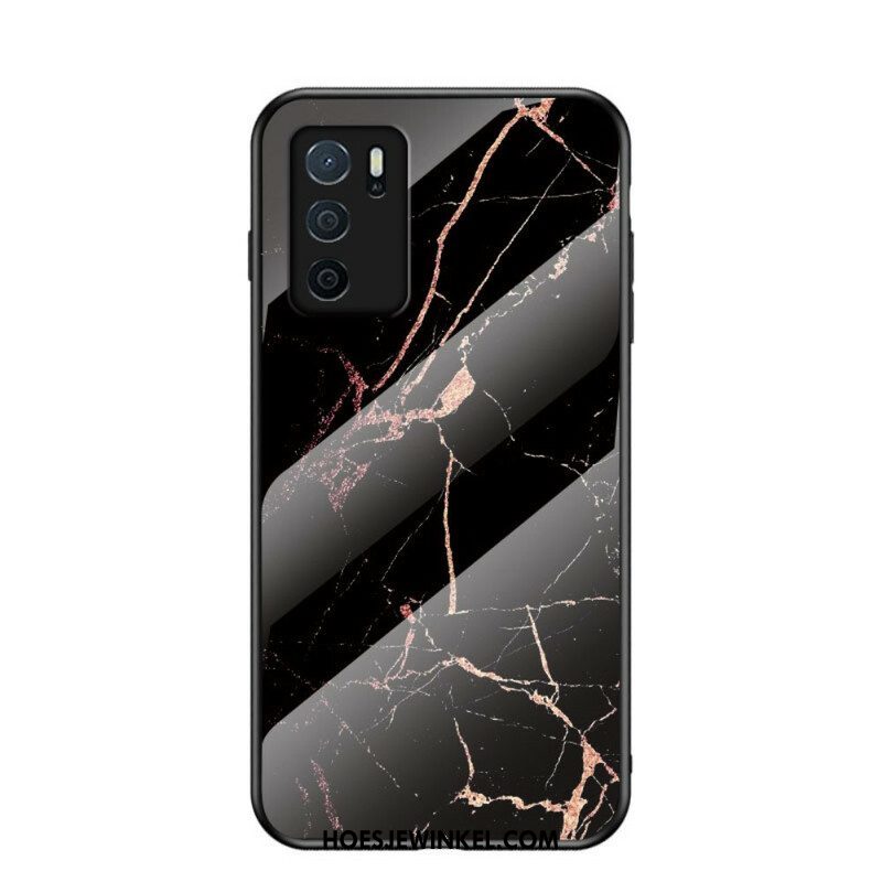 Hoesje voor Oppo A16 / A16s Marmeren Kleuren Gehard Glas