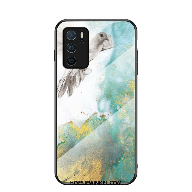 Hoesje voor Oppo A16 / A16s Marmeren Kleuren Gehard Glas