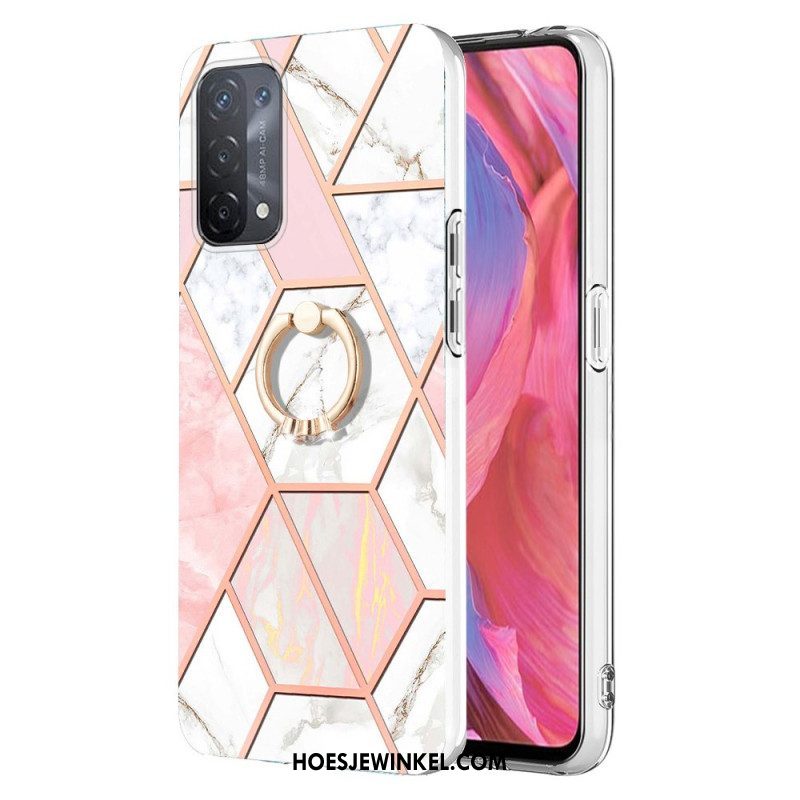 Hoesje voor Oppo A54 5G / A74 5G Marmer Met Ringsteun