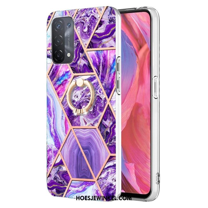 Hoesje voor Oppo A54 5G / A74 5G Marmer Met Ringsteun