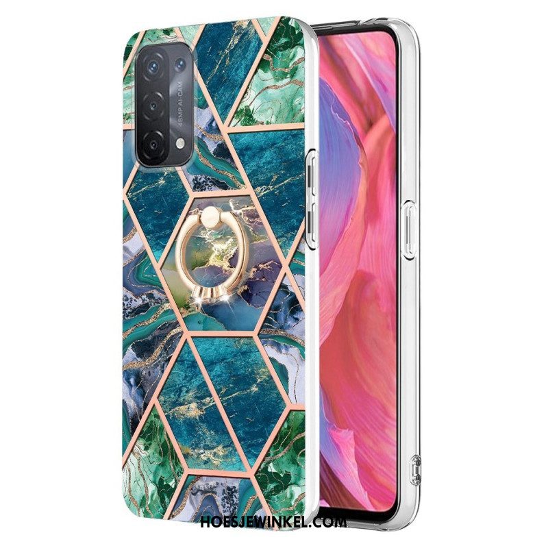 Hoesje voor Oppo A54 5G / A74 5G Marmer Met Ringsteun