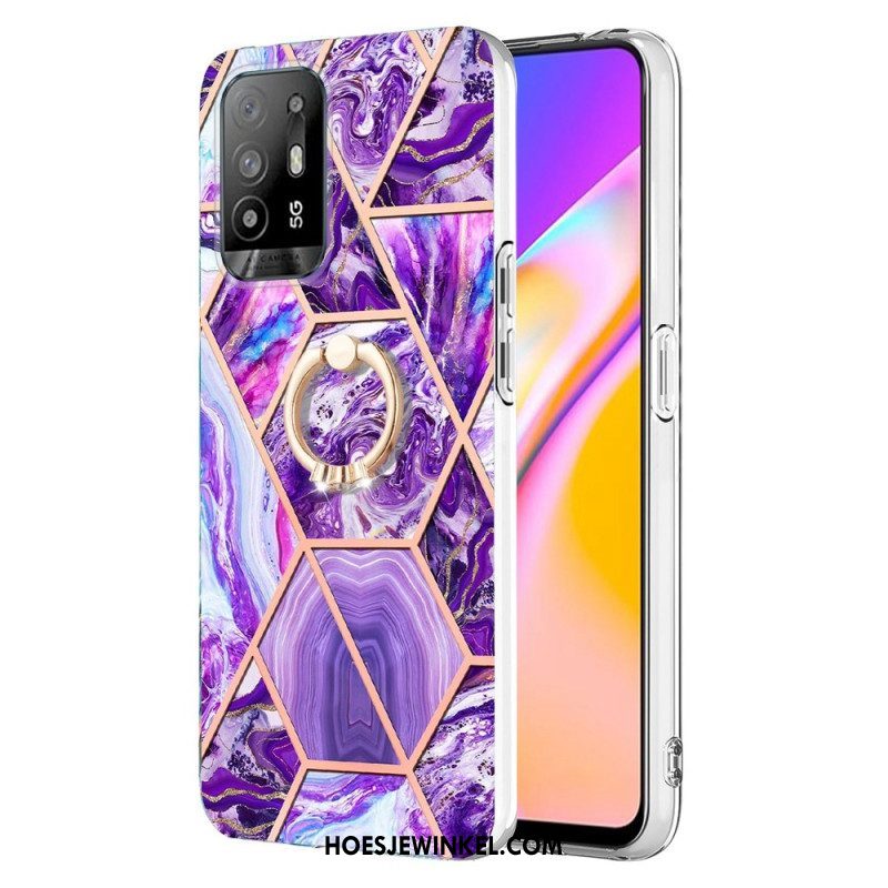 Hoesje voor Oppo A94 5G Geometrisch Marmer Met Ring