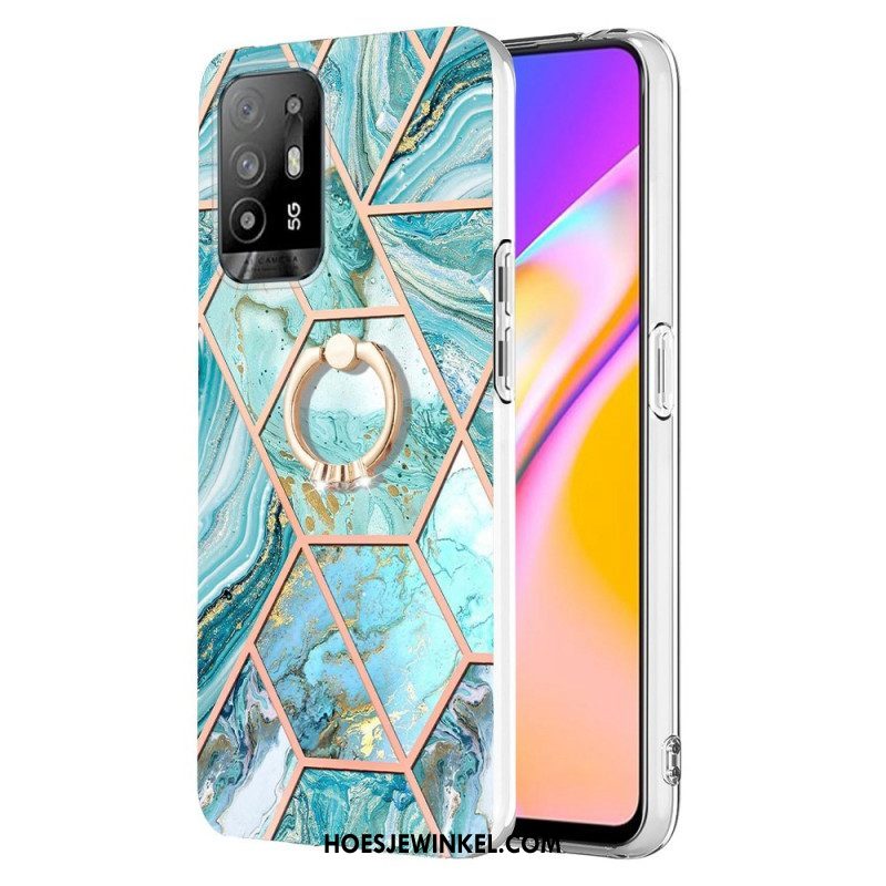 Hoesje voor Oppo A94 5G Geometrisch Marmer Met Ring