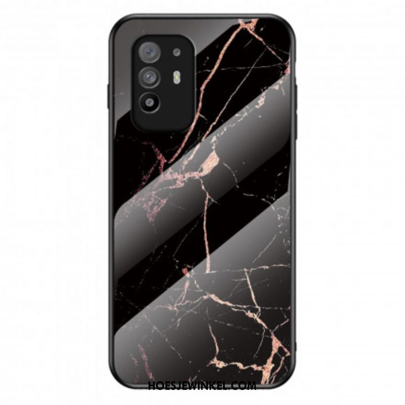 Hoesje voor Oppo A94 5G Marmeren Kleuren Gehard Glas