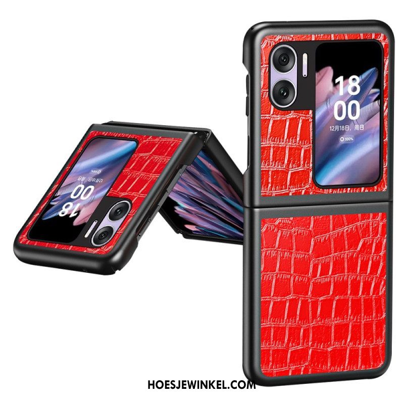 Hoesje voor Oppo Find N2 Flip Folio-hoesje Krokodil Textuur