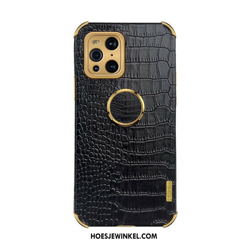 Hoesje voor Oppo Find X3 Pro X-case Krokodillenleer-effect