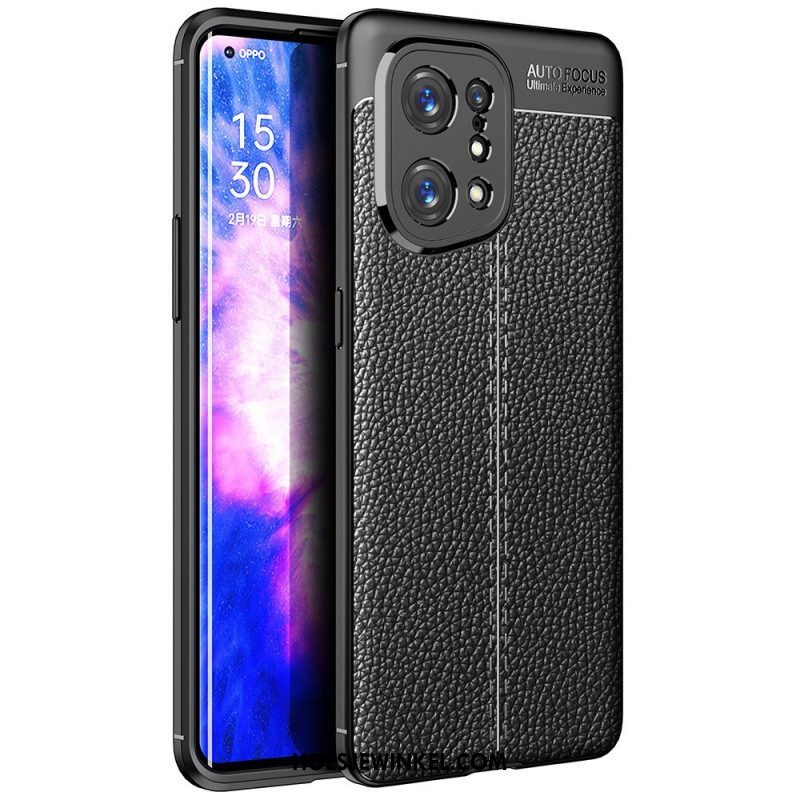 Hoesje voor Oppo Find X5 Ledereffect Litchi Dubbele Lijn