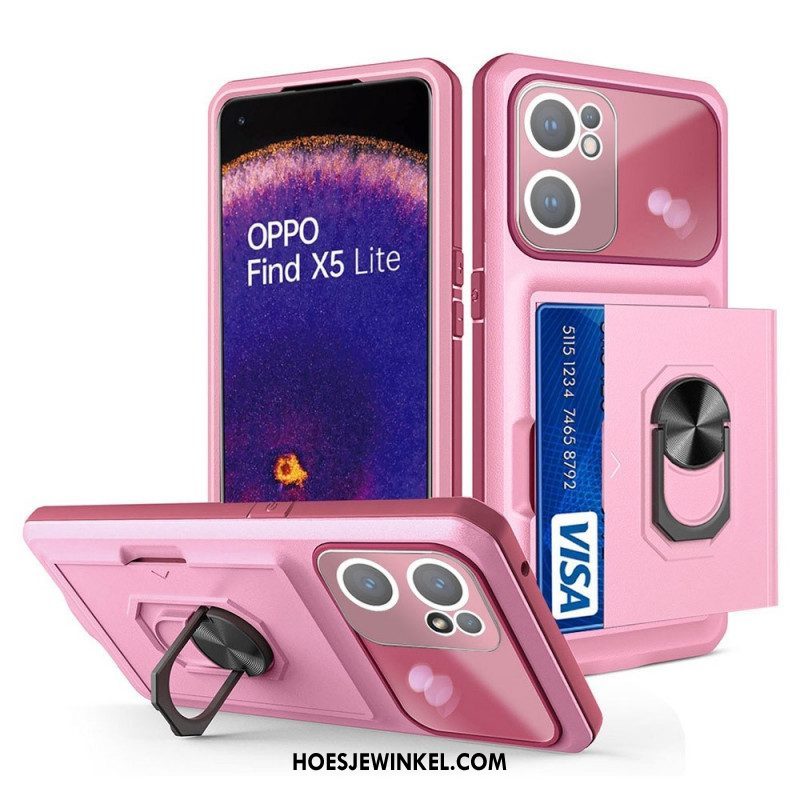 Hoesje voor Oppo Find X5 Lite Ringsteun En Kaarthouder