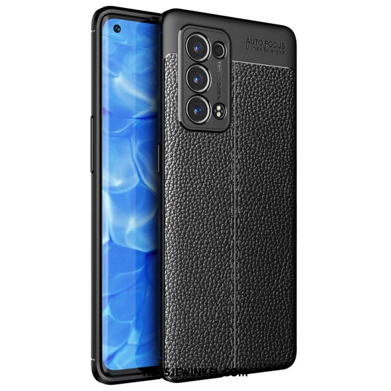 Hoesje voor Oppo Reno 6 Pro 5G Litchi Dubbellijns Leer