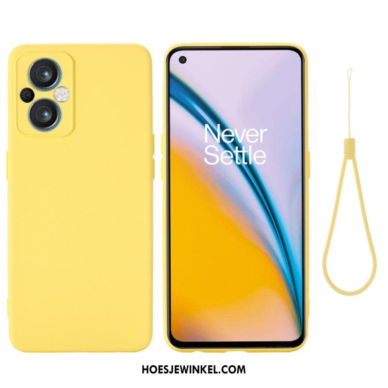 Hoesje voor Oppo Reno 8 Lite Met Ketting Vloeibare Siliconen Met Bandjes