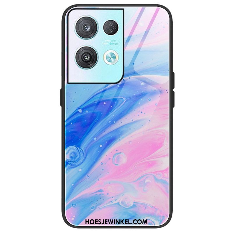 Hoesje voor Oppo Reno 8 Pro Marmeren Kleuren Gehard Glas