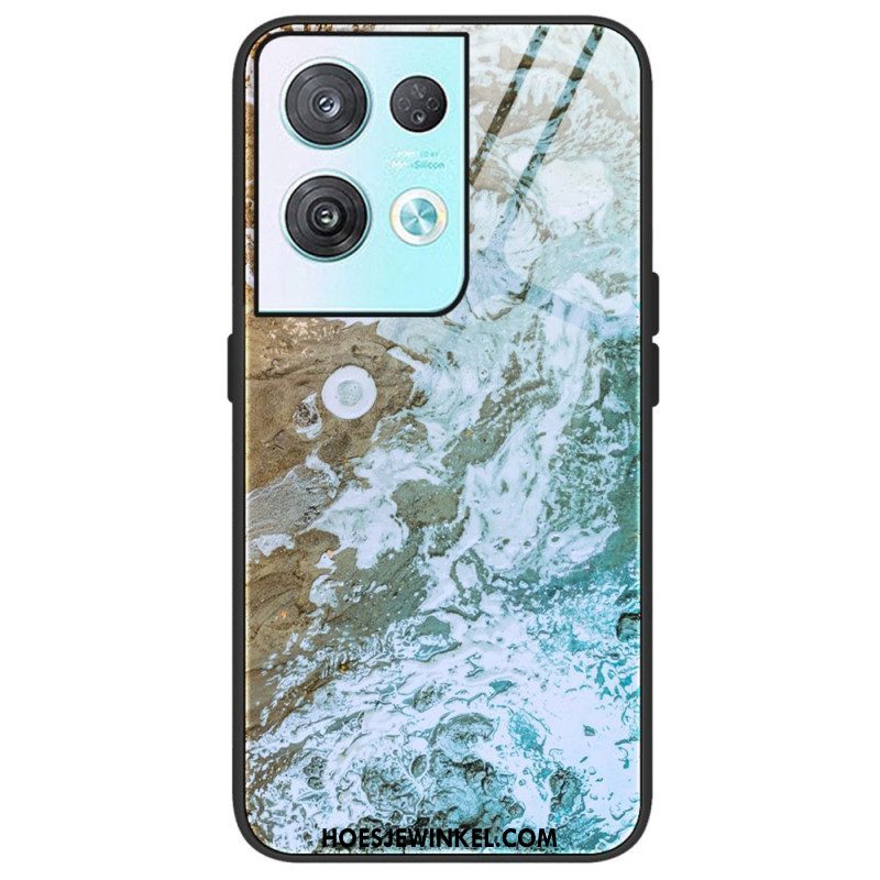 Hoesje voor Oppo Reno 8 Pro Marmeren Kleuren Gehard Glas