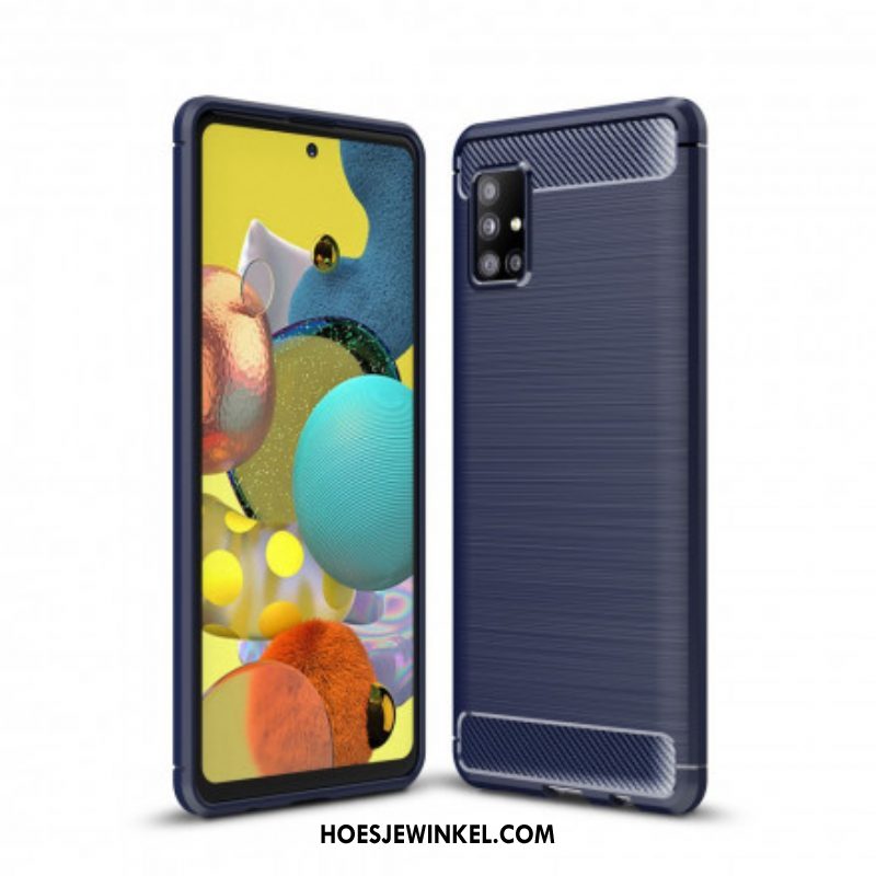 Hoesje voor Samsung Galaxy A51 5G Geborstelde Koolstofvezel