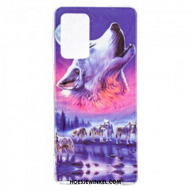 Hoesje voor Samsung Galaxy A52 4G / A52 5G / A52s 5G Fluorescerende Wolf-serie