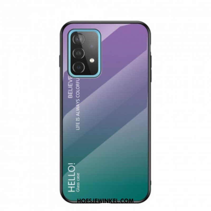 Hoesje voor Samsung Galaxy A52 4G / A52 5G / A52s 5G Gehard Glas Hallo