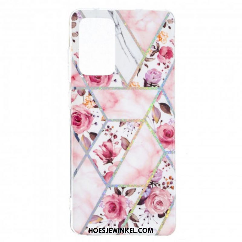 Hoesje voor Samsung Galaxy A52 4G / A52 5G / A52s 5G Gemarmerde Bloemen