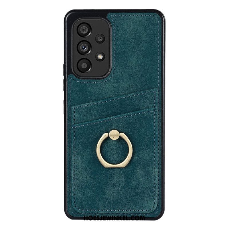 Hoesje voor Samsung Galaxy A53 5G Vintage Ringbeugel En Kaarthouder