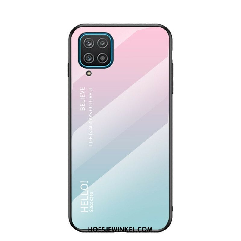 Hoesje voor Samsung Galaxy M12 / A12 Gehard Glas Hallo