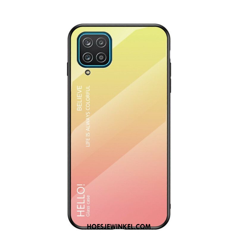 Hoesje voor Samsung Galaxy M12 / A12 Gehard Glas Hallo