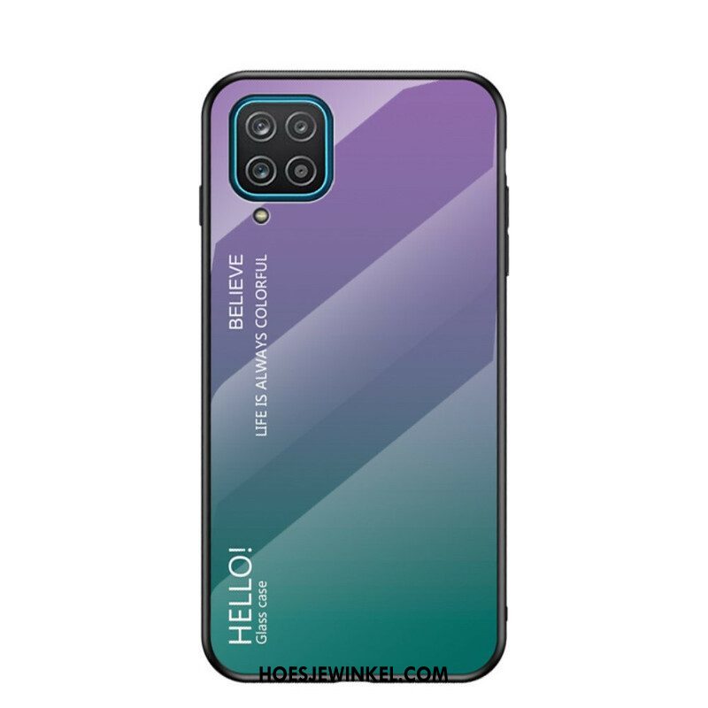 Hoesje voor Samsung Galaxy M12 / A12 Gehard Glas Hallo