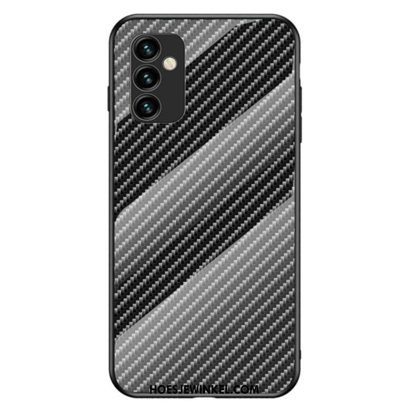 Hoesje voor Samsung Galaxy M23 5G Koolstofvezel Gehard Glas