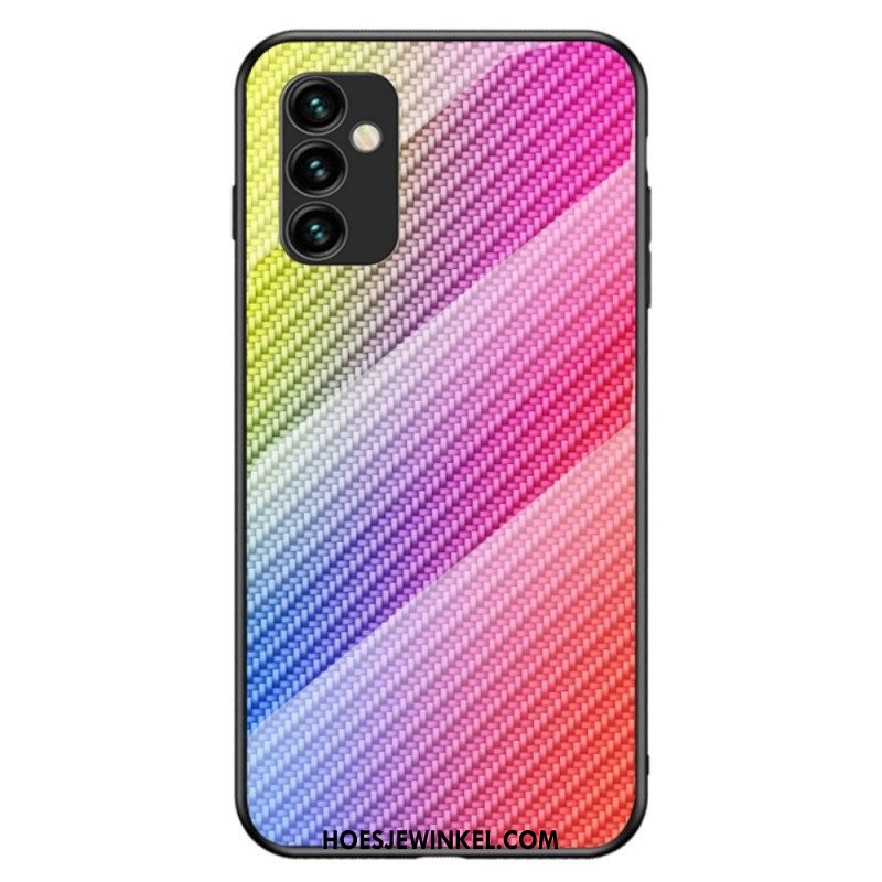 Hoesje voor Samsung Galaxy M23 5G Koolstofvezel Gehard Glas