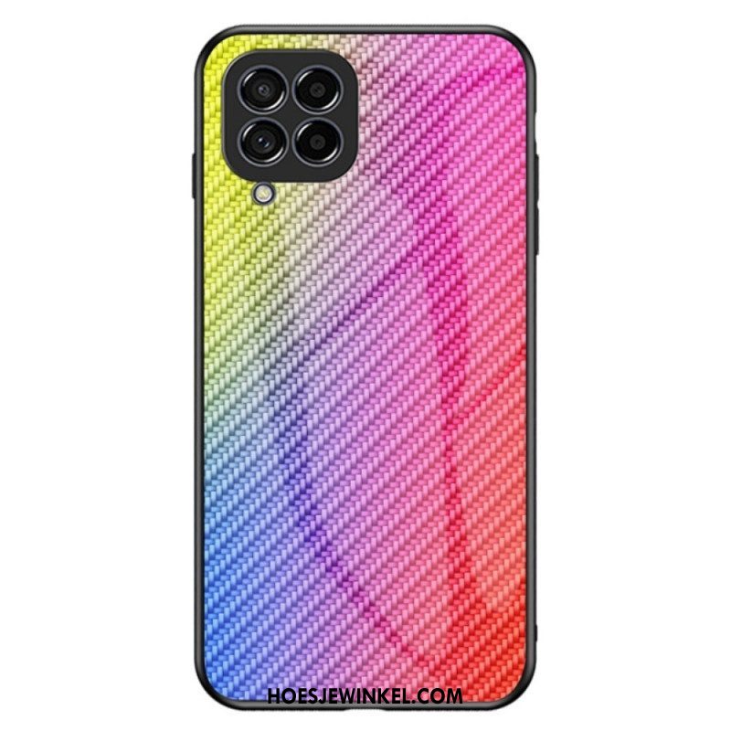 Hoesje voor Samsung Galaxy M33 5G Koolstofvezel Gehard Glas