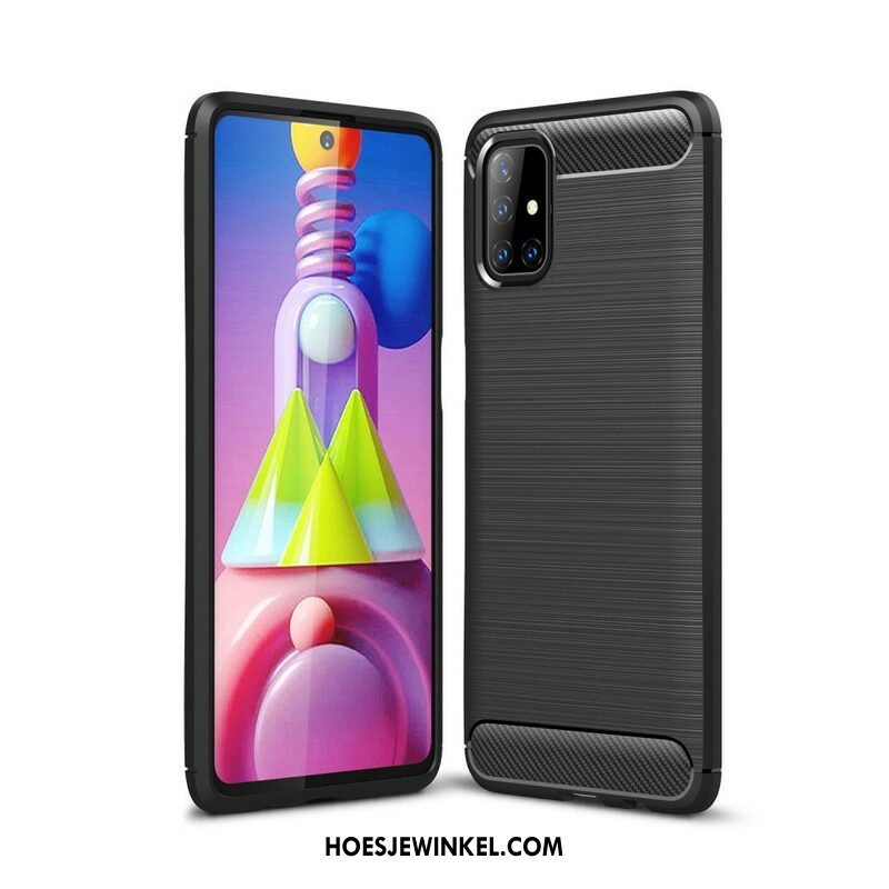 Hoesje voor Samsung Galaxy M51 Geborstelde Koolstofvezel