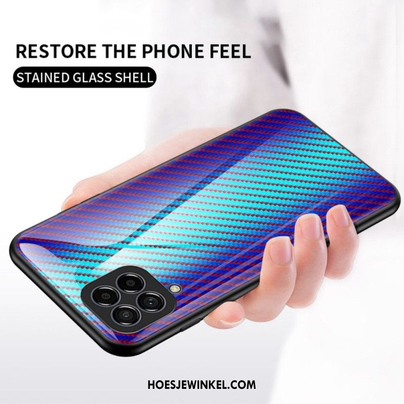 Hoesje voor Samsung Galaxy M53 5G Koolstofvezel Gehard Glas