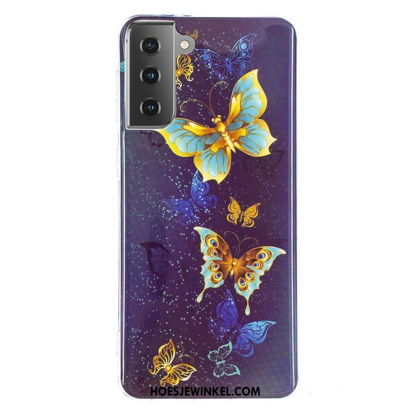 Hoesje voor Samsung Galaxy S21 5G Fluorescerende Vlinders Serie